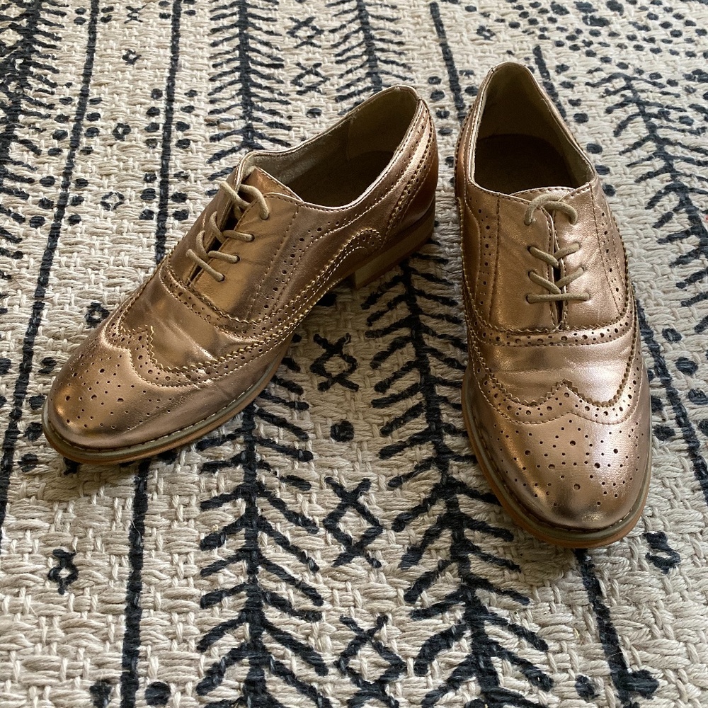 Rose Gold Metallic Oxfords